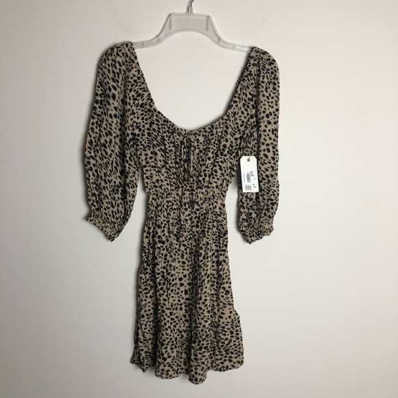 NWT Billabong Riviera Leopard Square Neck Mini Dress - Picture 4 of 9